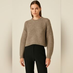Helmut Lang Chunky Knit Textural Brown Crew Neck Sweater Small